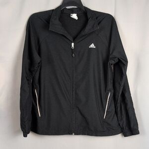 adidas Black Lightweight Full-Zip Jacket with Subtle Pink Trim